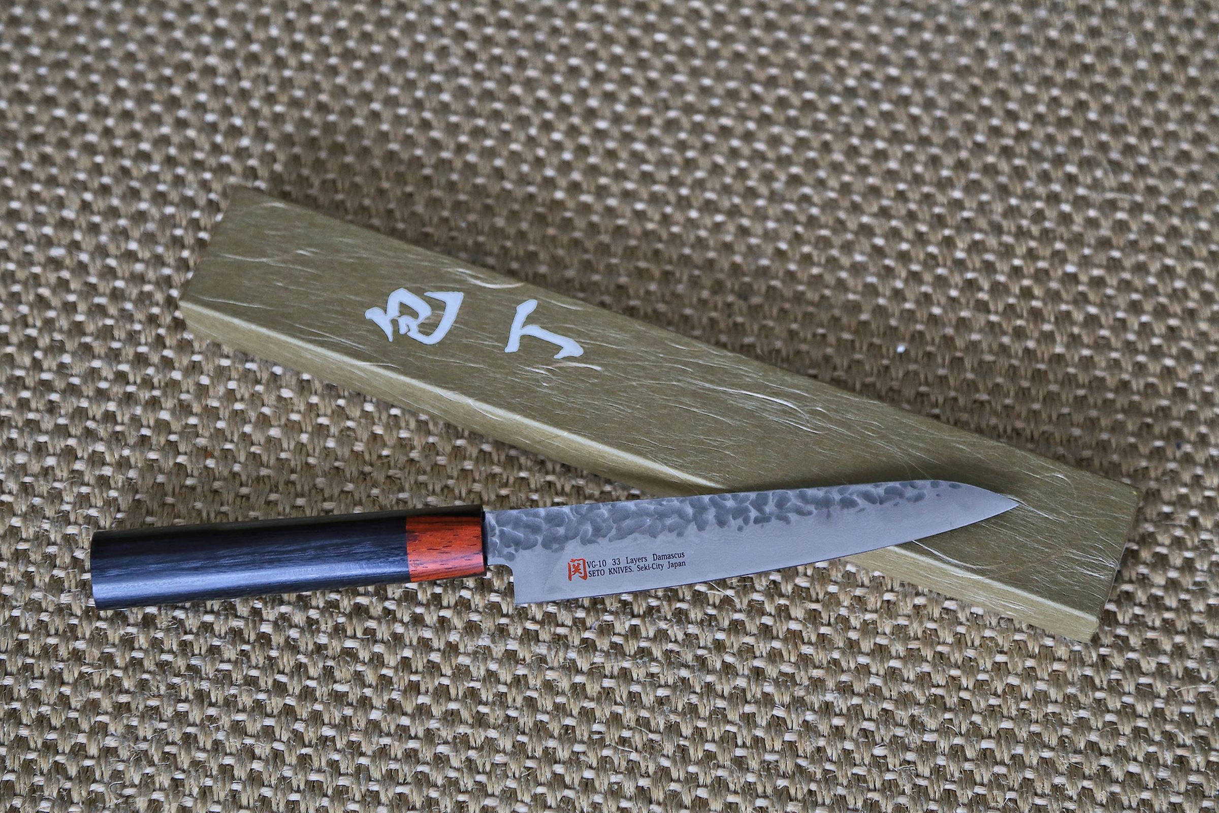 Japanese Seto Petty Knife, Damascus Forged Steel, 33 layers